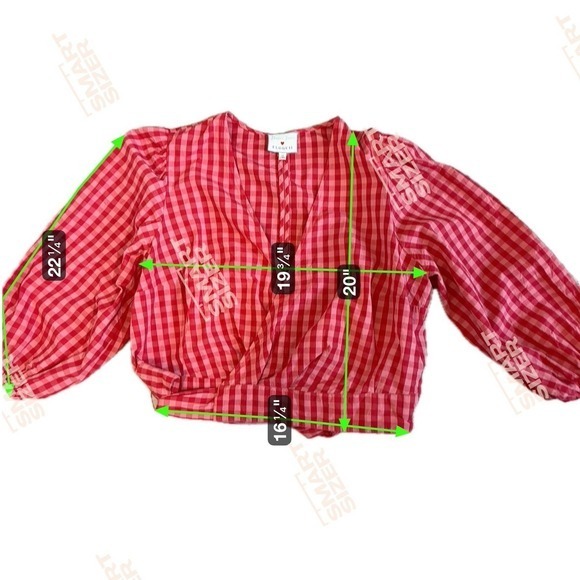 Draper James Eloquii Red & White Gingham Print Blouse 14 Rockabilly Coquette - Picture 9 of 10